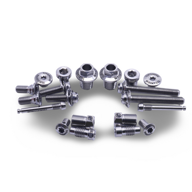 Titanium bolt kit for Shimano Dura Ace R9270 in raw silver finish