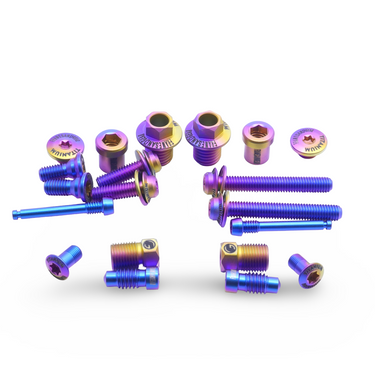 Titanium bolt kit for Shimano Dura Ace R9270 in trout anodized finish