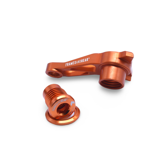 Anodized orange UDH derailleur hanger for Shimano shifting setups