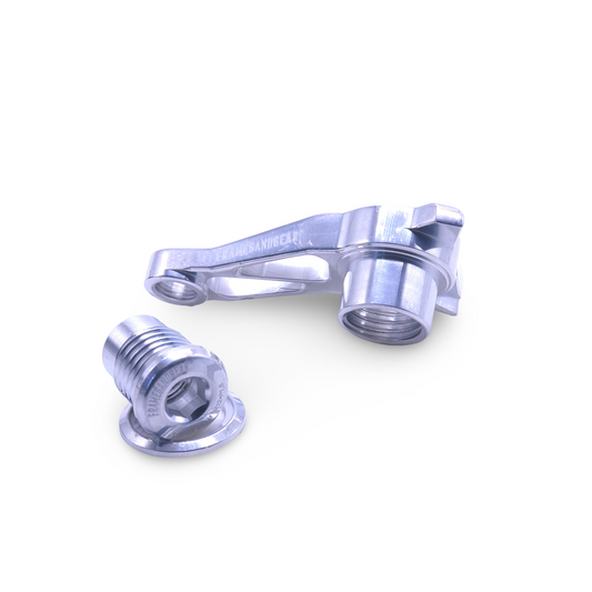 Polished silver derailleur hanger for UDH frames running Shimano drivetrains