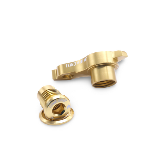 Gold UDH derailleur hanger for SRAM AXS and 12mm thru-axle bikes