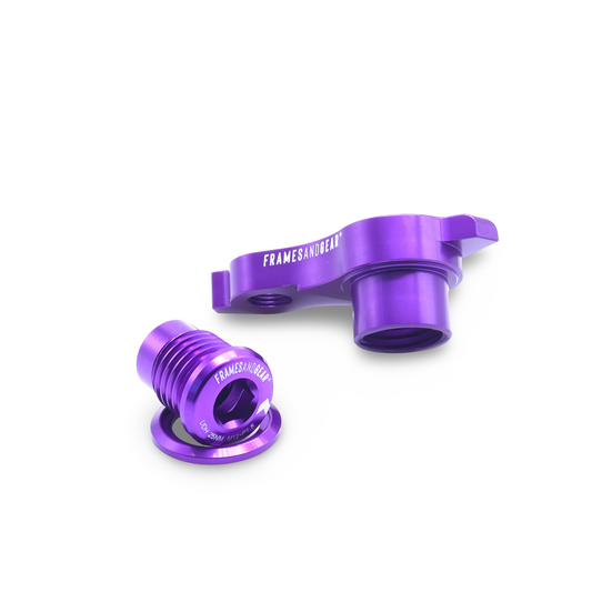 Purple UDH derailleur hanger for SRAM AXS and 12mm thru-axle bikes