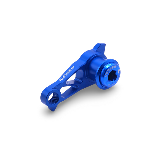 Blue UDH derailleur hanger for Shimano shifting and universal frames