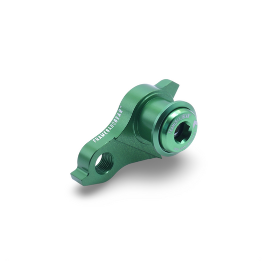 Green UDH derailleur hanger for SRAM shifting and universal frames