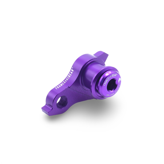 Purple UDH derailleur hanger for SRAM shifting