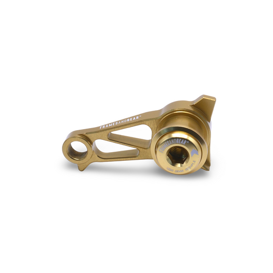 Gold replacement derailleur hanger for Shimano rear derailleurs and UDH frames